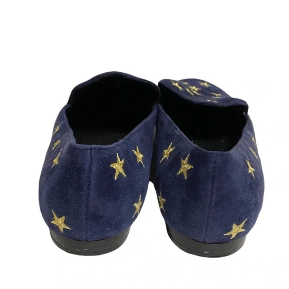 Kenneth cole New York westley navy blue and gold star loafers  size 7.5